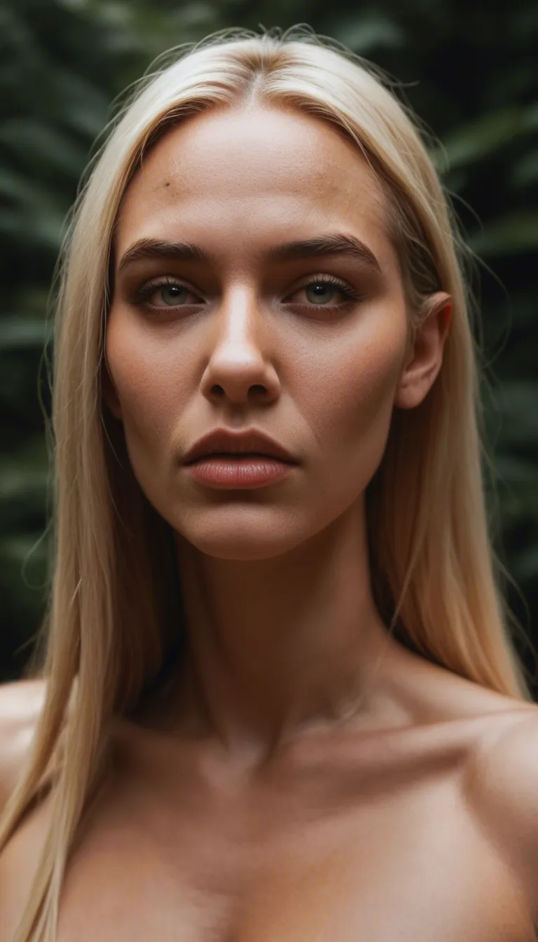blonde 50-years-old thick bodied homely-looking wife with a long face, high forehead, big nose, long chin, big saggy natural tits with oversized areolas and huge hard nipples is naked laughing condescendingly calling me a