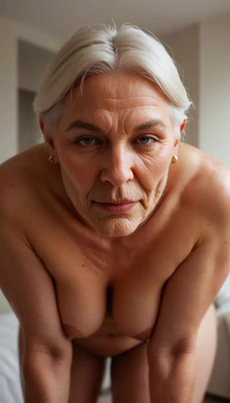 Old hairy Bbw granny bending over spreading her asscheeks, score_9, score_8, candid photo, realistic skin texture, visible skin pores, film grain, depth of field