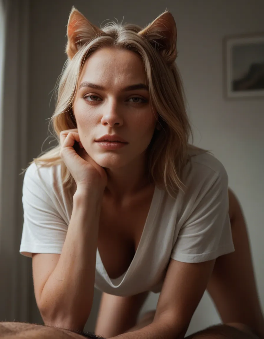 studio quality, sharp focus, catgirl, shirt, doggy style, 8k uhd photo, score_9, score_8, candid photo, realistic skin texture, visible skin pores, film grain, depth of field