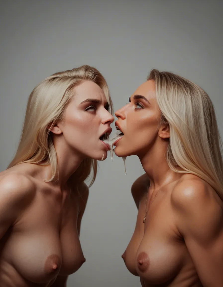studio quality, sharp focus, 2women, futanari, hand on own hip, gradient background, dominant stare, studio photo, Cute blonde woman, full ahegao, cum_in_mouth, score_9, score_8, cinematic film still, anamorphic, film grain, dramatic lighting, shallow depth of field