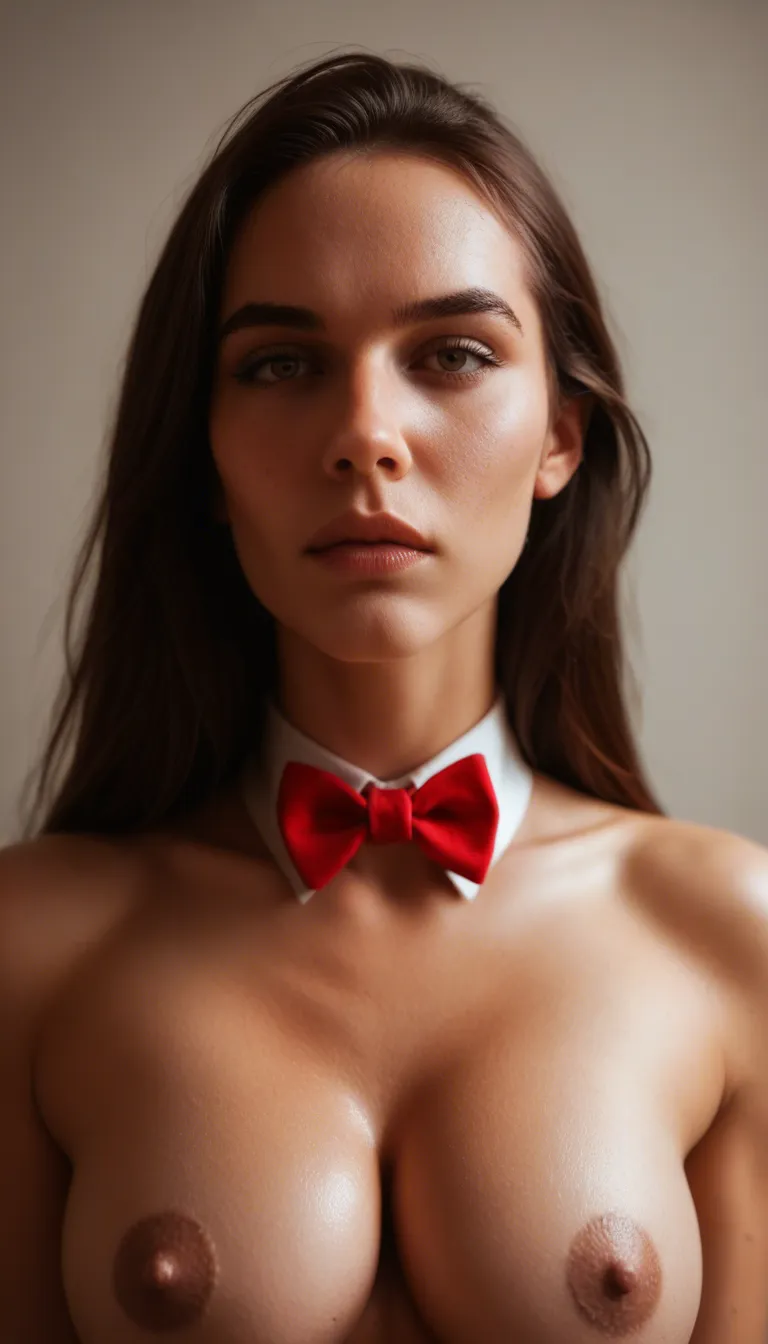 best quality, hyperrealistic, brunette woman, bowtie, paizuri, dramatic lighting, RAW photo
