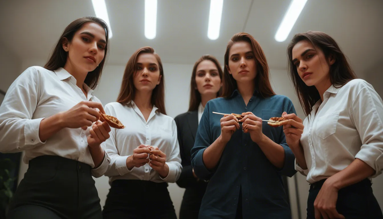 professional photo, high detail, 4girls, fingernails, food, slow turn, arching back, gradient background, low angle, hyperrealistic undressing herself,bending spreading her big ass_focus