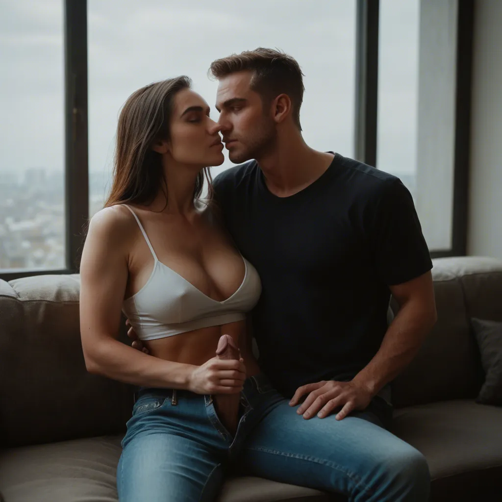 cinematic photo, 8k, couple, pants, handjob, window light, natural skin texture