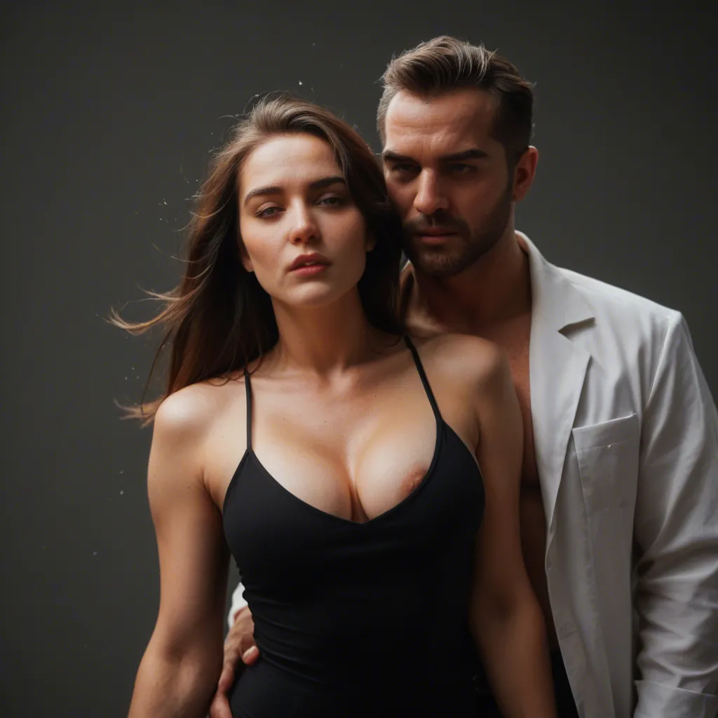 professional photo, high detail, couple, sleeveless, bouncing breasts, photorealistic