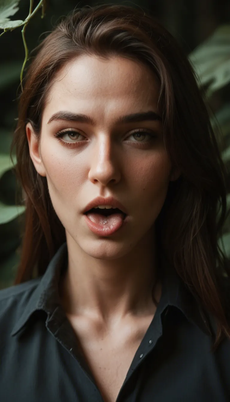 8k, sharp focus, detailed skin, witch, collarbone, collared shirt, ahegao, leaf, 8k uhd photo