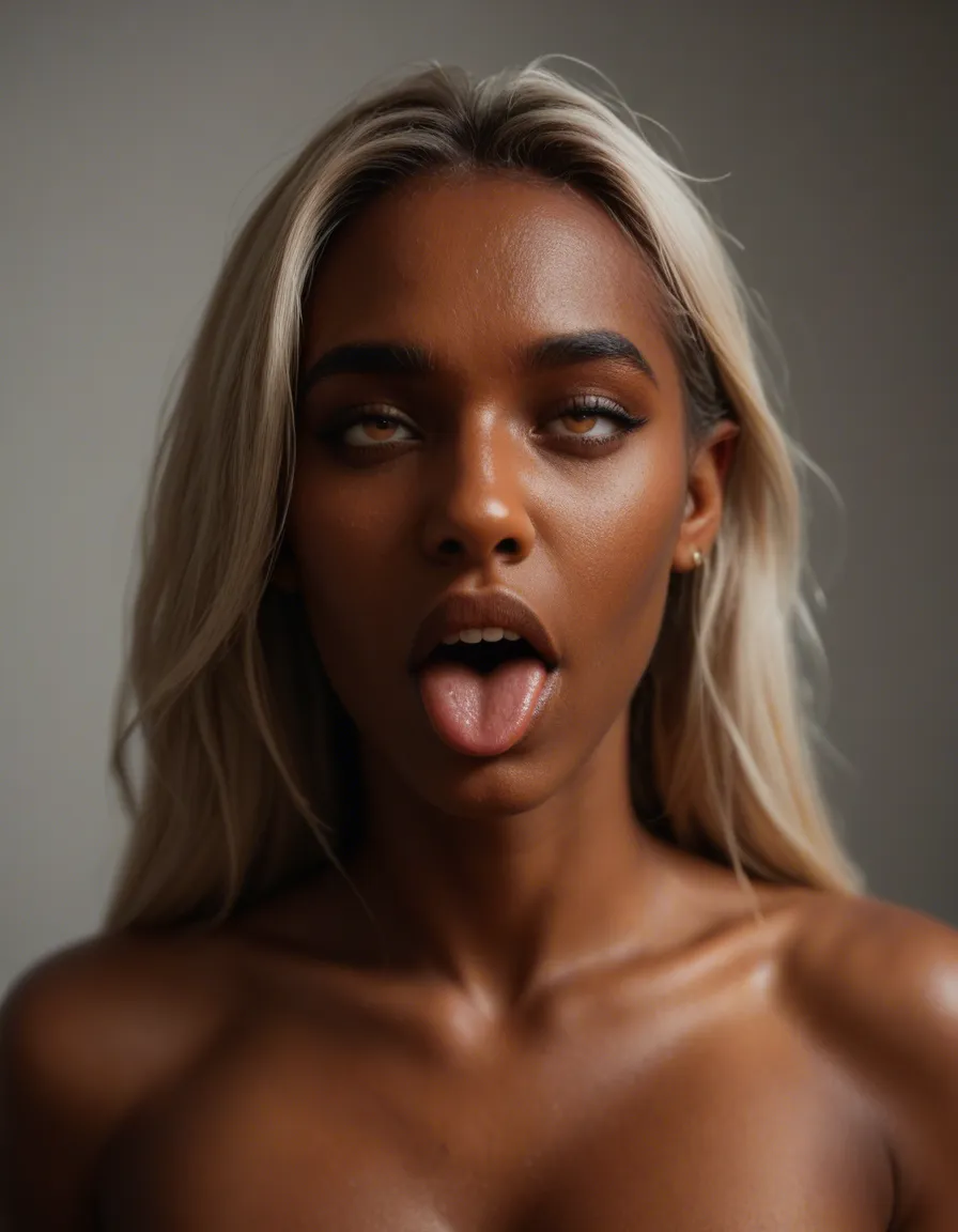 studio quality, sharp focus, succubus, ahegao, dark skin, film photography, score_9, score_8, candid photo, realistic skin texture, visible skin pores, film grain, depth of field