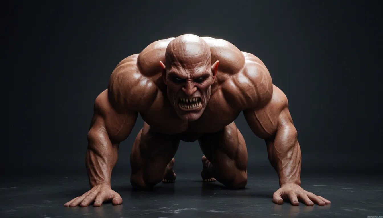 Small European soldier from the 17th century being fucked hard doggy style.by a gigantic troll, score_9, score_8, 3d render, octane render, subsurface scattering, ray tracing, smooth shading