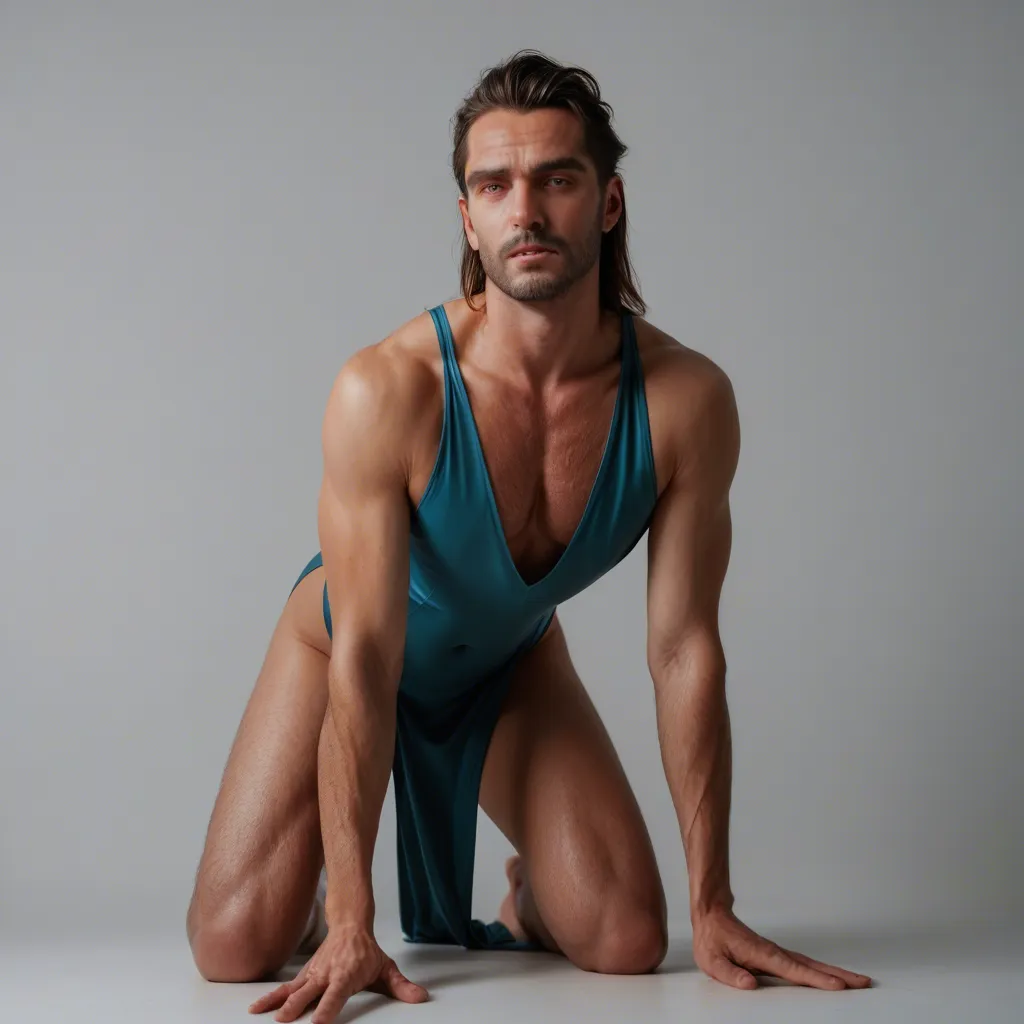 professional photo, high detail, male focus, covered navel, cocktail dress, on all fours, gradient background, warm tones, 8k uhd photo, score_9, score_8, candid photo, realistic skin texture, visible skin pores, film grain, depth of field
