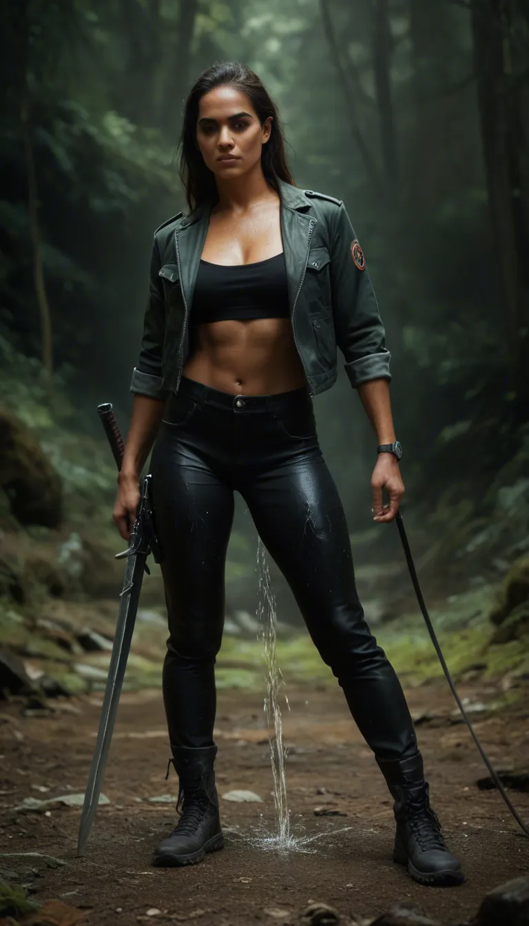 RAW photo, ultra realistic, latina
, weapon, squirting