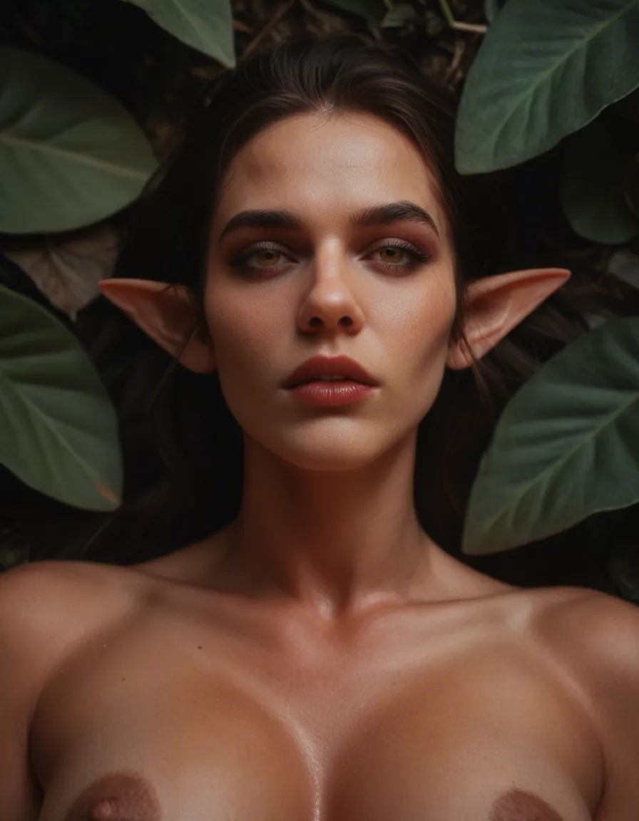 sharp focus, 8k uhd, close-up, succubus, missionary, pointy ears, plant, 8k uhd atom eve, score_9, score_8, candid photo, realistic skin texture, visible skin pores, film grain, depth of field