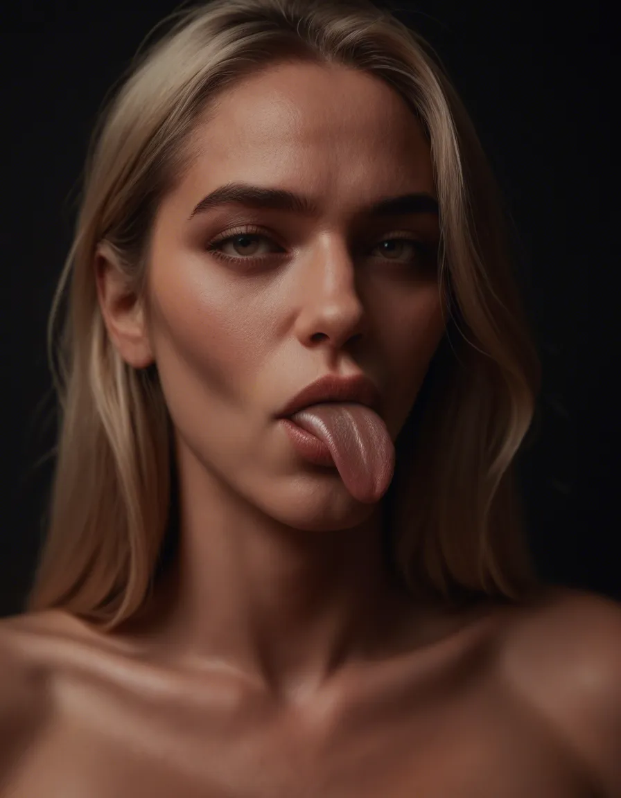 dslr, film grain, photorealistic, succubus, blowjob, lips, black background, score_9, score_8, candid photo, realistic skin texture, visible skin pores, film grain, depth of field