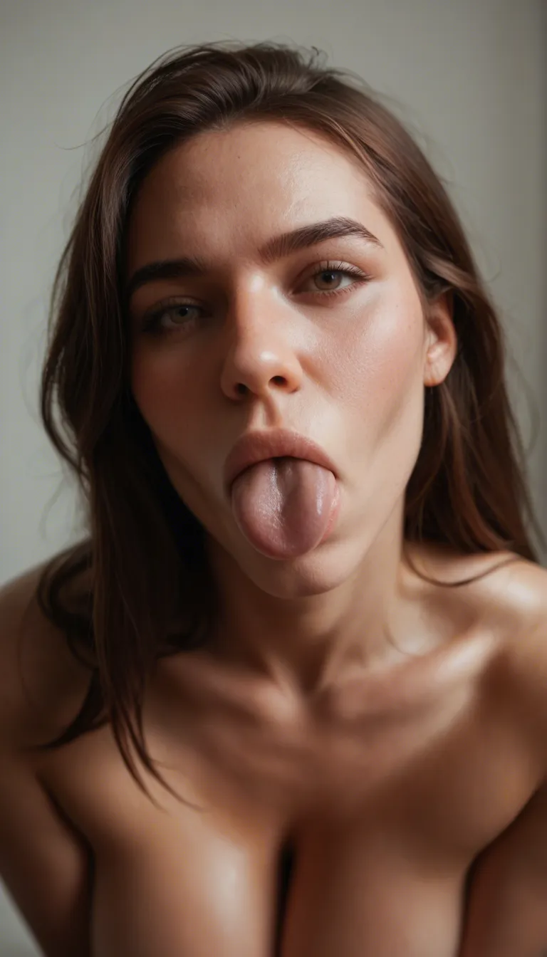 ultra HD, lifelike, solo female, blowjob, huge breasts, submissive blush, photorealistic