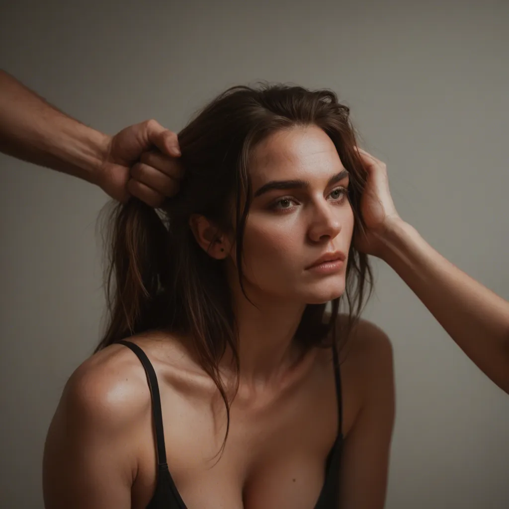 dslr, film grain, photorealistic, 2girls, hair pull, medium breasts, RAW photo