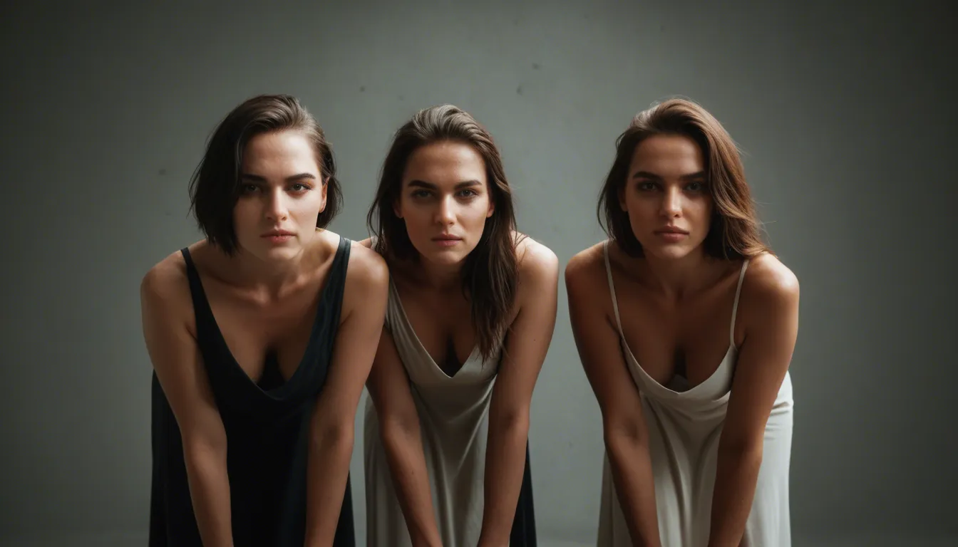 cinematic photo, 8k, 2girls, dress, bent over, cinematic realism, score_9, score_8, candid photo, realistic skin texture, visible skin pores, film grain, depth of field