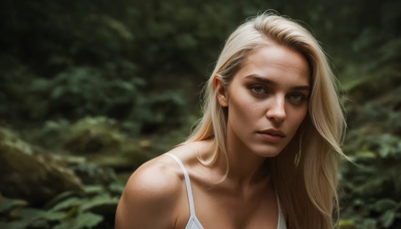 sharp focus, 8k uhd, blonde woman, wearing white underwear, natural skin texture