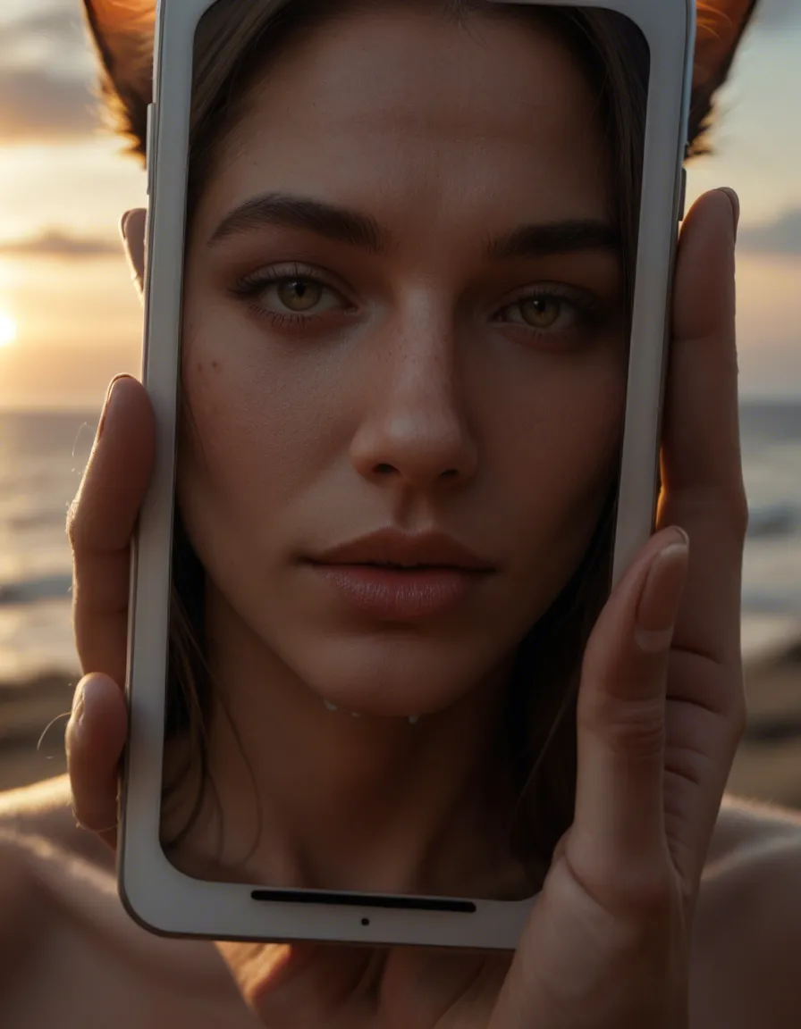 highly detailed, natural lighting, close-up, catgirl, creampie, colored skin, cloudy sky, relaxed mood, cinematic realism, score_9, score_8, amateur photo, phone snapshot, realistic skin texture, skin blemishes, soft indoor lighting