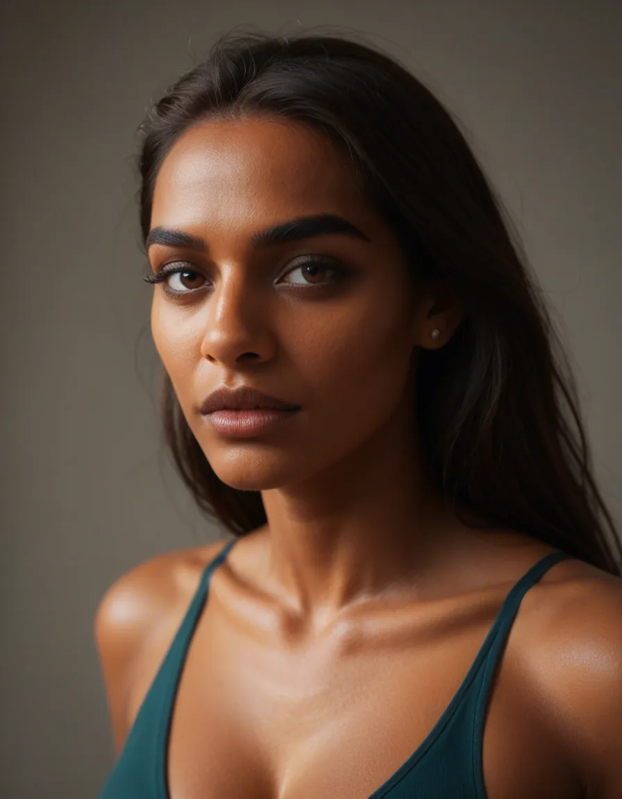 an indian woman wearing saree and sexy blouse, score_9, score_8, candid photo, realistic skin texture, visible skin pores, film grain, depth of field