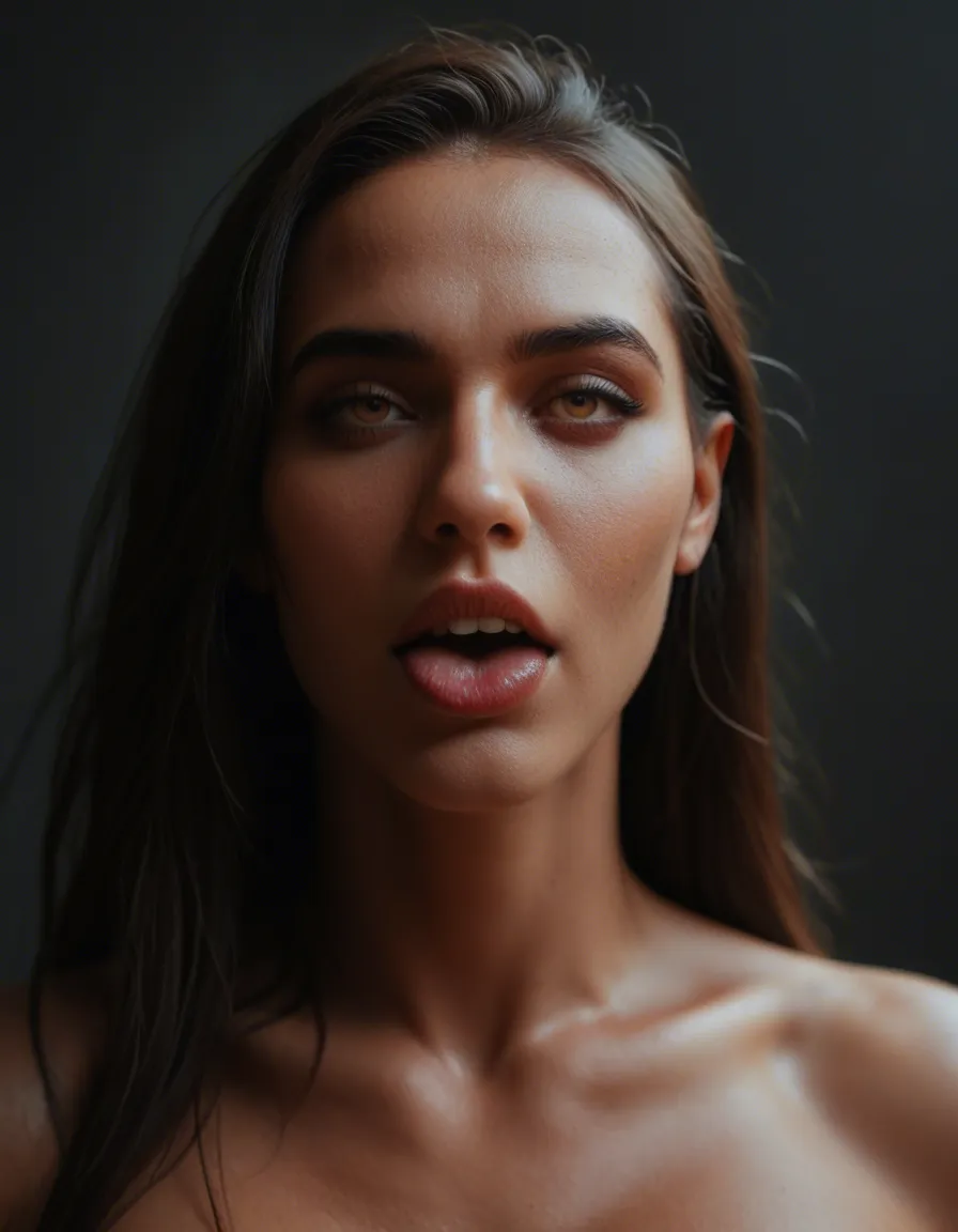 cinematic photo, 8k, extreme close-up, demon woman, ahegao, wide hips, lifelike render, score_9, score_8, candid photo, realistic skin texture, visible skin pores, film grain, depth of field