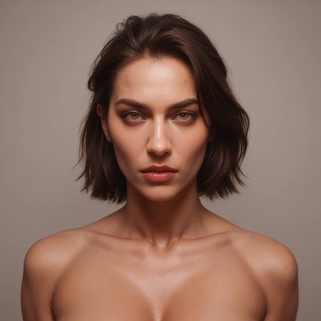 Buat video duduk, tubuh lebih montok dan sexy sedang meremas tetek dengan manja dan menggoda di atas tempat tidur putih, score_9, score_8, candid photo, realistic skin texture, visible skin pores, film grain, depth of field