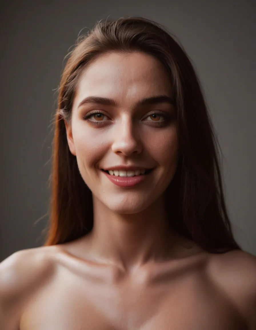 dslr, film grain, photorealistic, medium shot, succubus, ahegao, petite adult woman, shy smile, studio photo, score_9, score_8, candid photo, realistic skin texture, visible skin pores, film grain, depth of field