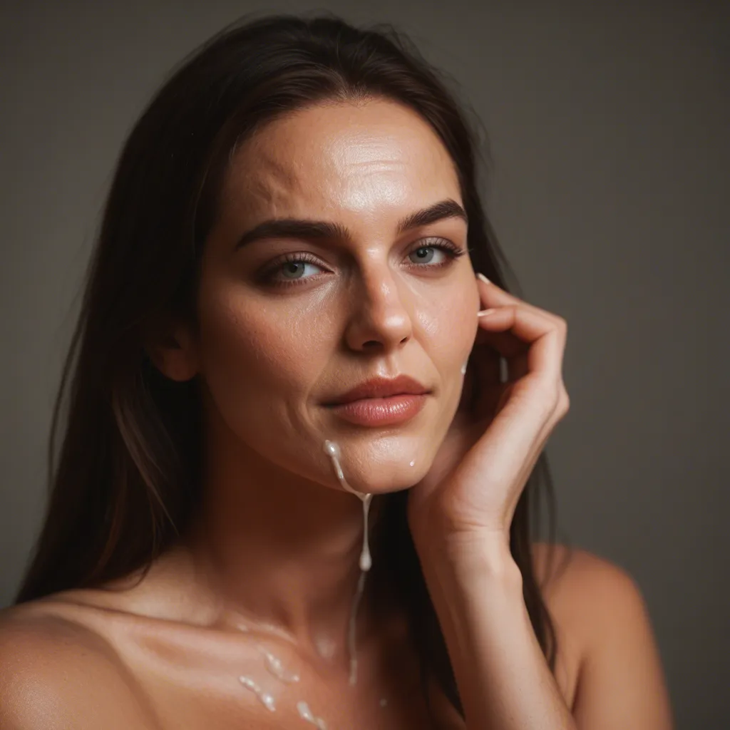 best quality, hyperrealistic, milf, cum on face, fingernails, playful expression, film photography