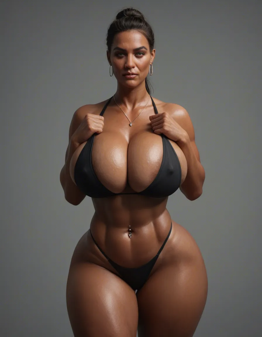 milf, massive tits, big fat ass, milky tits, wide hips, nice curves, big BBL ass, belly piercing, gigantic tits, nice curves, disproportioned big ass, giant tits, big round ass, large cleavage, tanned skin, curvy, luxury, black stretch dress, score_9, score_8, candid photo, realistic skin texture, visible skin pores, film grain, depth of field