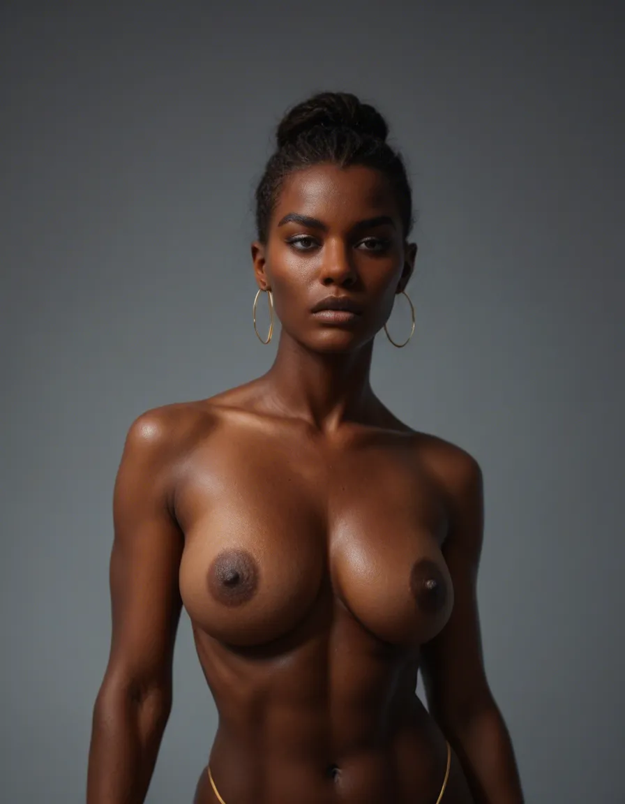 woman, dark_skin, futanari, score_9, score_8, candid photo, realistic skin texture, visible skin pores, film grain, depth of field