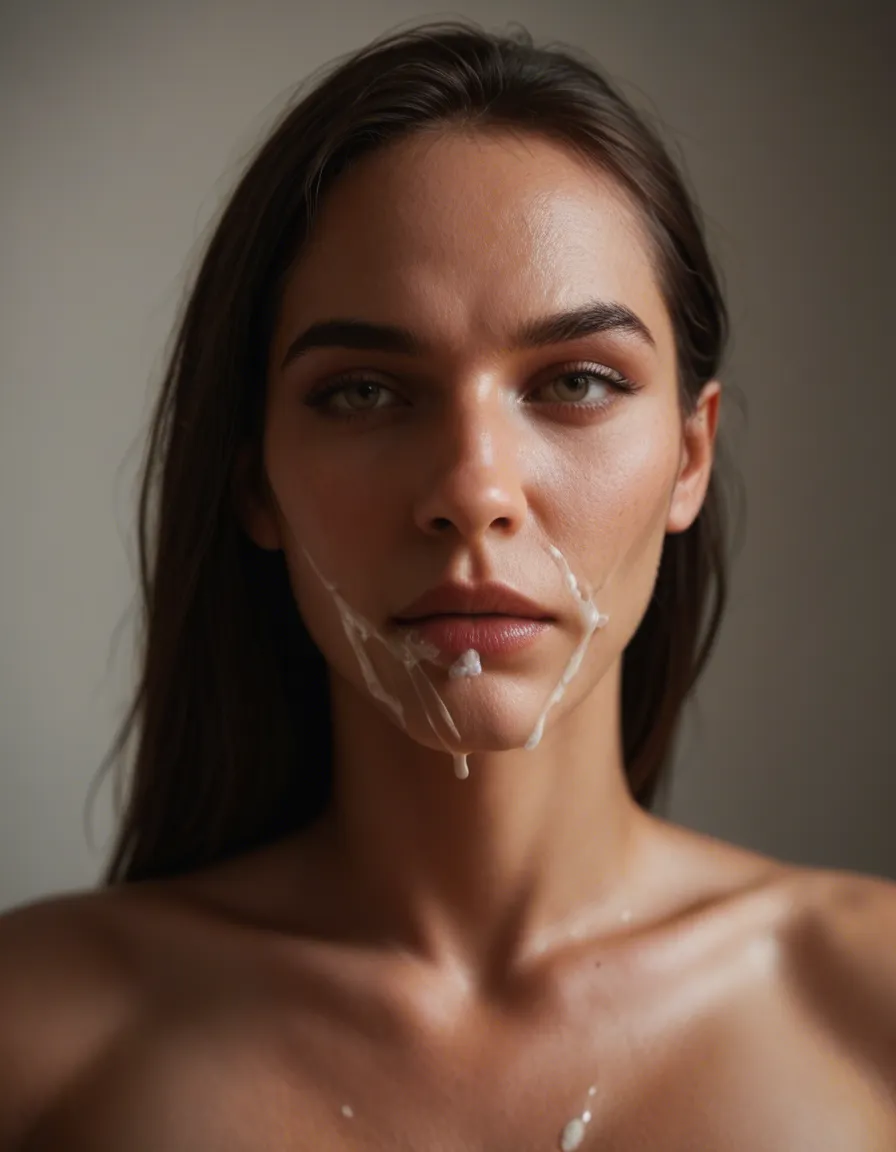 Black woman cum on face, score_9, score_8, candid photo, realistic skin texture, visible skin pores, film grain, depth of field