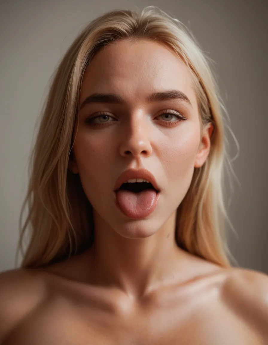 Anime ahegao pov naked, score_9, score_8, candid photo, realistic skin texture, visible skin pores, film grain, depth of field
