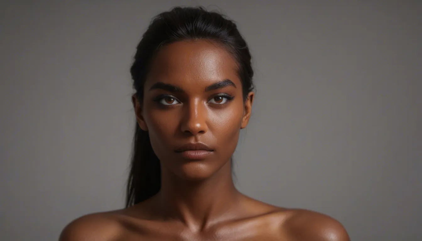 Black woman in her late 40s, medium-deep radiant brown skin, soft feminine face, brown eyes, black hair in a sleek ponytail, petite curvy figure, defined waist, very full natural bustt, doggystyle, white man