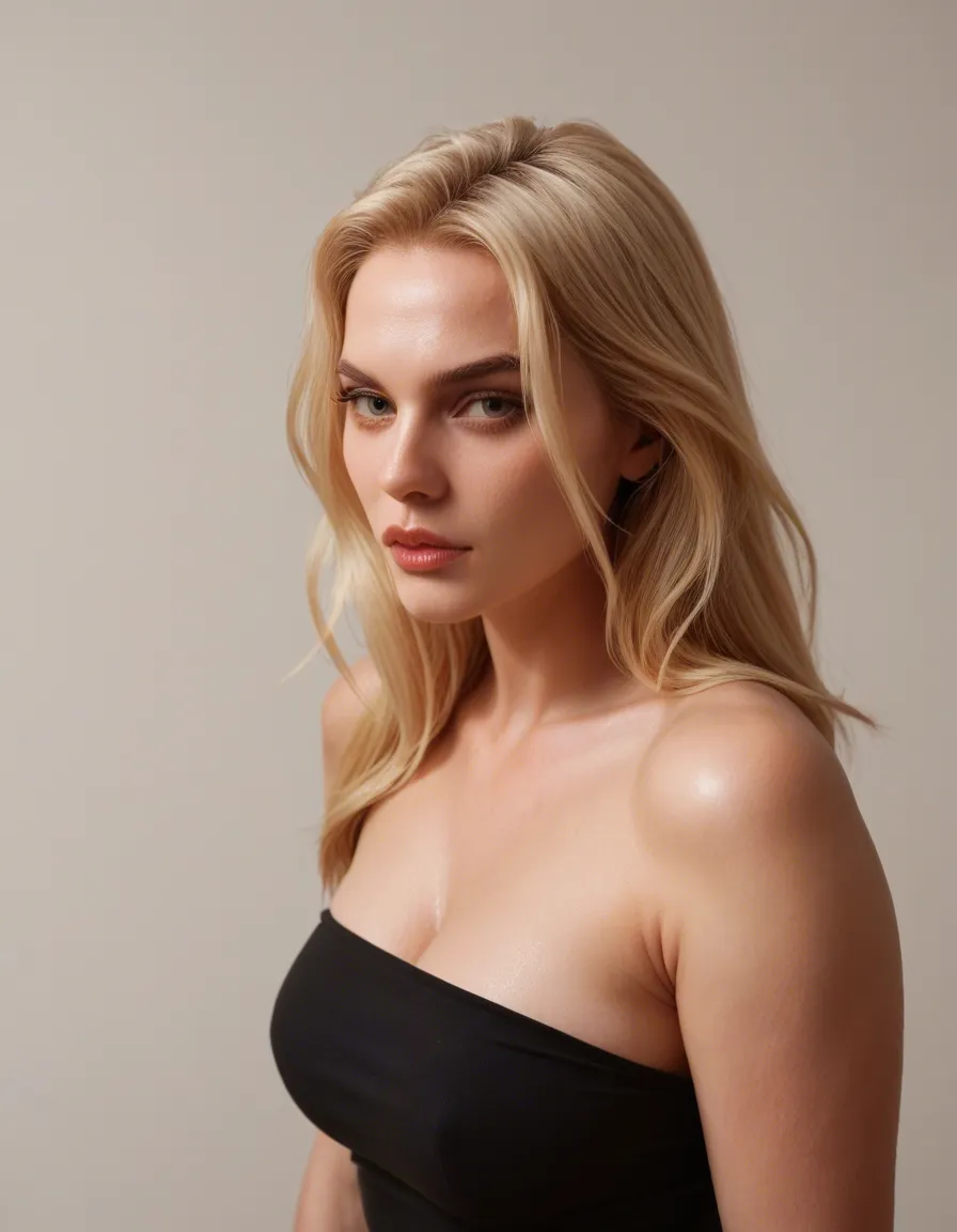 eine schöne blonde reife frau mit langen haaren und einer schönene figur, score_9, score_8, candid photo, realistic skin texture, visible skin pores, film grain, depth of field