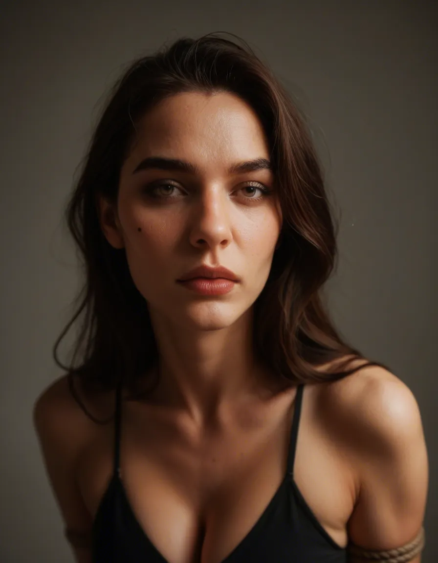 cinematic photo, 8k, 1other, bondage, mole, 8k uhd photo, score_9, score_8, candid photo, realistic skin texture, visible skin pores, film grain, depth of field