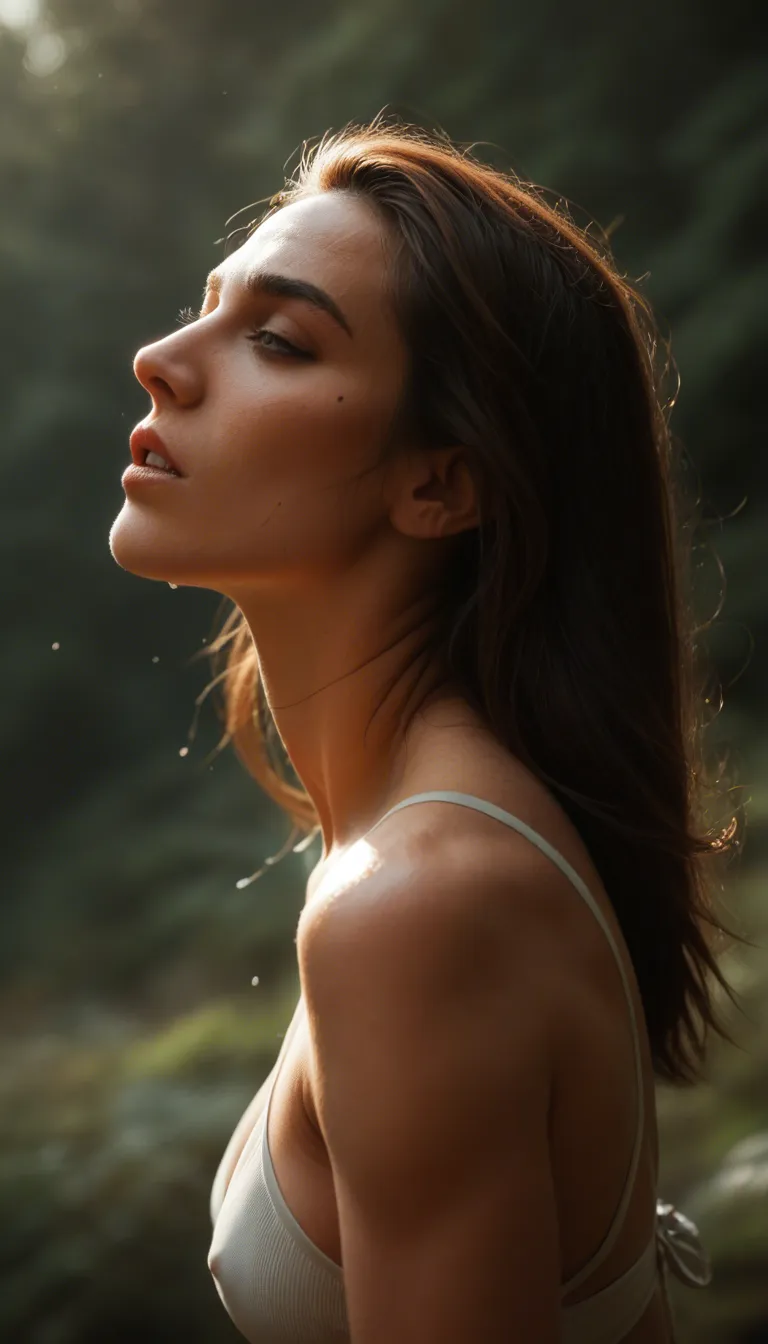 highly detailed, natural lighting, solo focus, mole, bow, orgasm, side view, cinematic realism