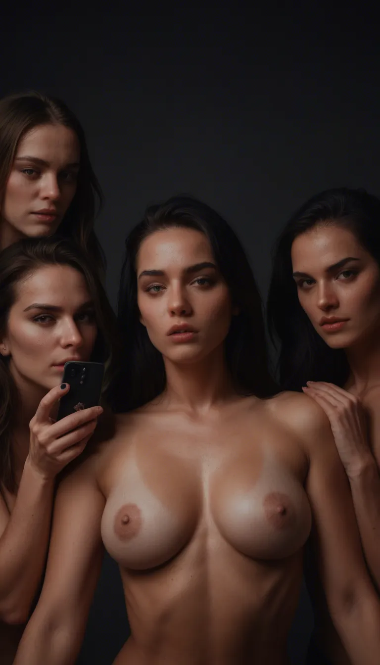 RAW photo, ultra realistic, 4women, short sleeves, bouncing breasts, cinematic realism
