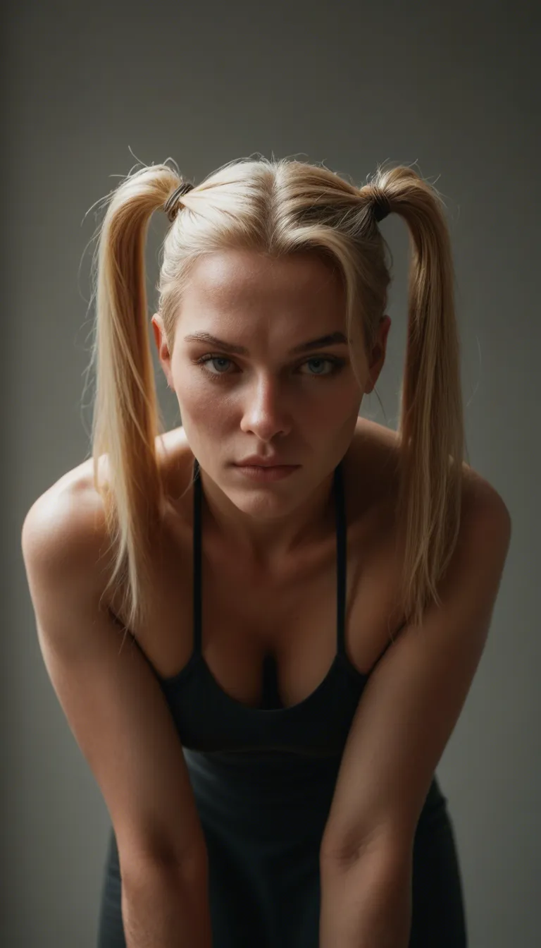 Cute girl with blonde hair in pigtails bending over and getting railed from behind by a tall slender blonde haired middle aged man.