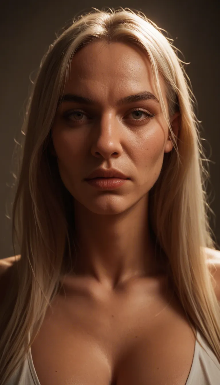 older thick-bodied blonde 55-years-old wife with a high forehead, long face, big nose ugly homely-looking face, big natureal breasts with oversized areolae and hard oversized nipples is laughing insanely and saying "You're so fucking GAY! HA HA HA!"