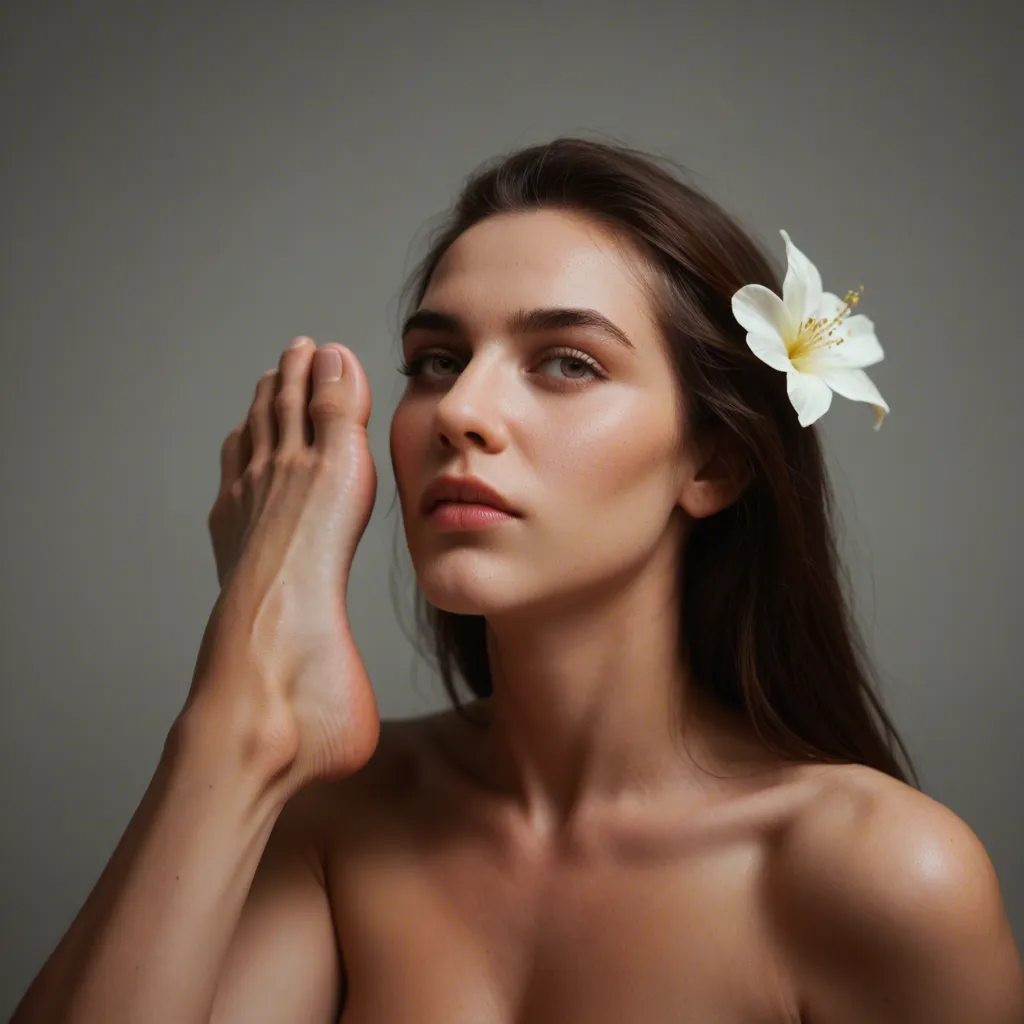 studio quality, sharp focus, solo focus, flower, foot worship