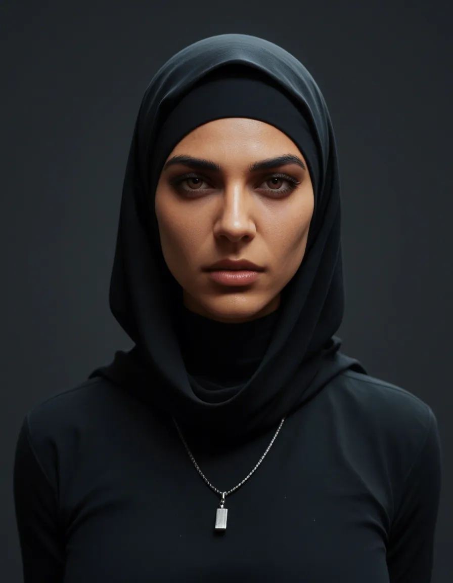 4 wanita cantik berhijab bertelanjang dada dengan etnis asia, score_9, score_8, 3d render, octane render, subsurface scattering, ray tracing, smooth shading