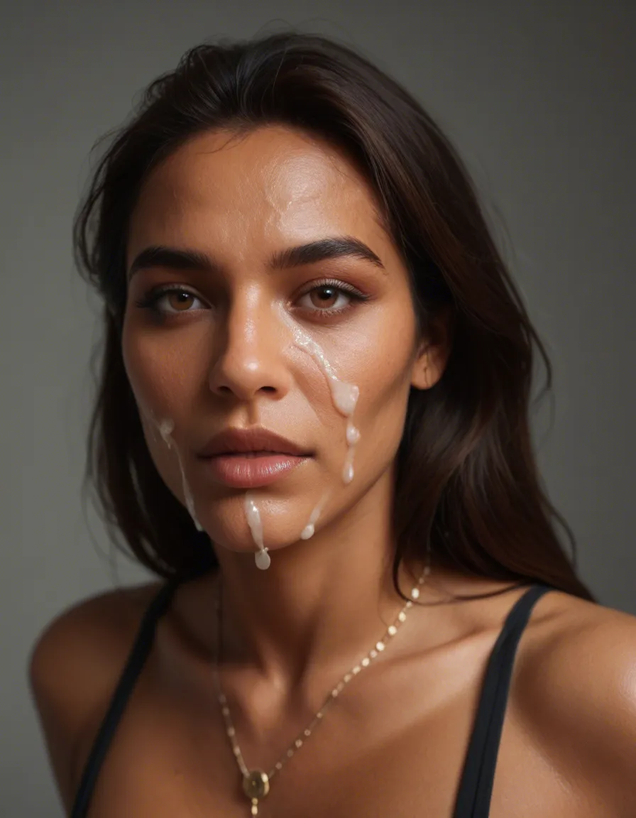 Latina milf cum on face, score_9, score_8, candid photo, realistic skin texture, visible skin pores, film grain, depth of field