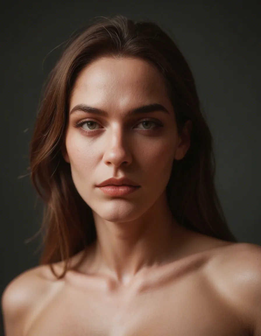 studio quality, sharp focus, 1other, short sleeves, fully nude, hyperrealistic, score_9, score_8, candid photo, realistic skin texture, visible skin pores, film grain, depth of field