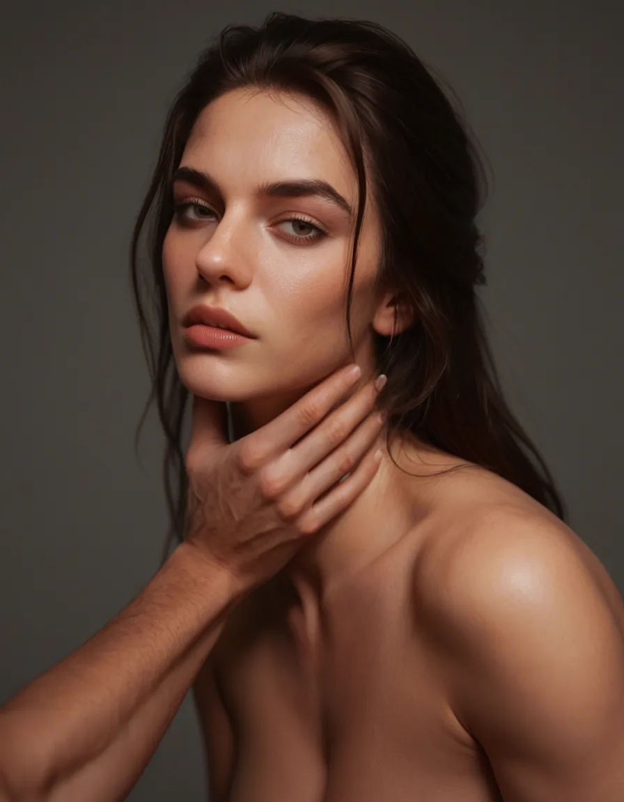 Reno ff7 fuck oc female brunette hair passionate breed, 3d animation game, score_9, score_8, candid photo, realistic skin texture, visible skin pores, film grain, depth of field