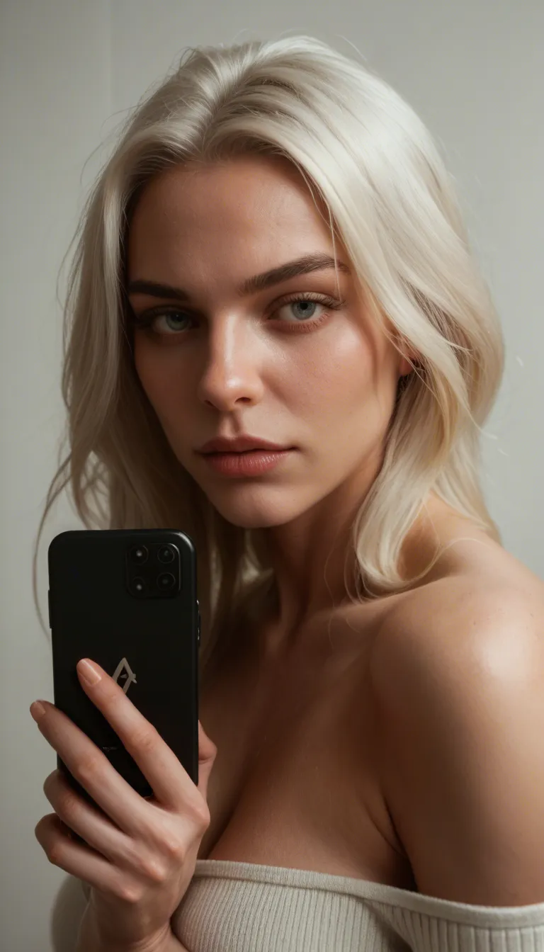 Photorealistic cinematic video of a beautiful woman in her early 30s with long straight platinum-blonde hair that falls past her shoulders, fair smooth skin, and large round dark-rimmed glasses. Her face is highly detailed: high cheekbones, soft defined jawline, full plump lips with a natural soft pink tone, straight nose, light freckles across the bridge of the nose and cheeks, thick dark eyebrows, and large expressive blue-grey eyes behind the glasses. She has a calm, slightly parted-mouth expression with a mix of pleasure and focus.

She is completely naked inside a simple modern shower. A thick suction dildo is firmly attached to the glass shower wall. She stands with her back to the camera, her wide, round, plump ass pressed hard against the wet glass so the cheeks flatten and spread slightly against the surface. She is bouncing and grinding on the suction dildo, taking it deep into her pussy with slow, heavy thrusts. Water runs down her body, making her skin glisten. Her large heavy double-D breasts sway with every movement.

Camera is medium shot from outside the shower, looking through the wet glass. Soft steam, realistic water droplets on the glass, detailed skin texture, cinematic lighting, 8k, highly detailed, erotic atmosphere.