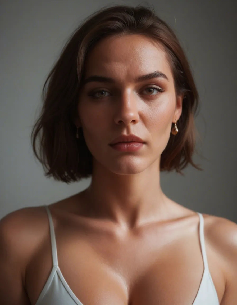 Thick mature_female, score_9, score_8, candid photo, realistic skin texture, visible skin pores, film grain, depth of field