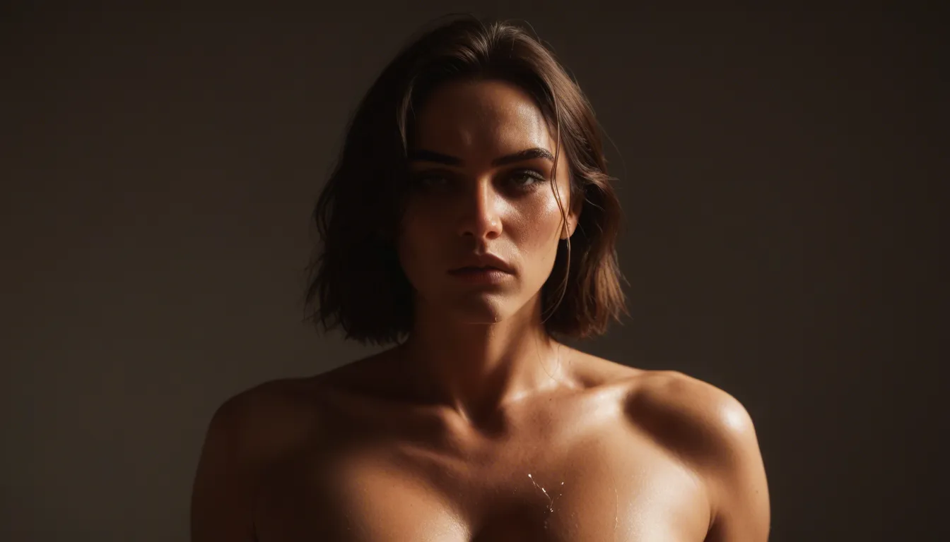 Man with large breasts squirting milk