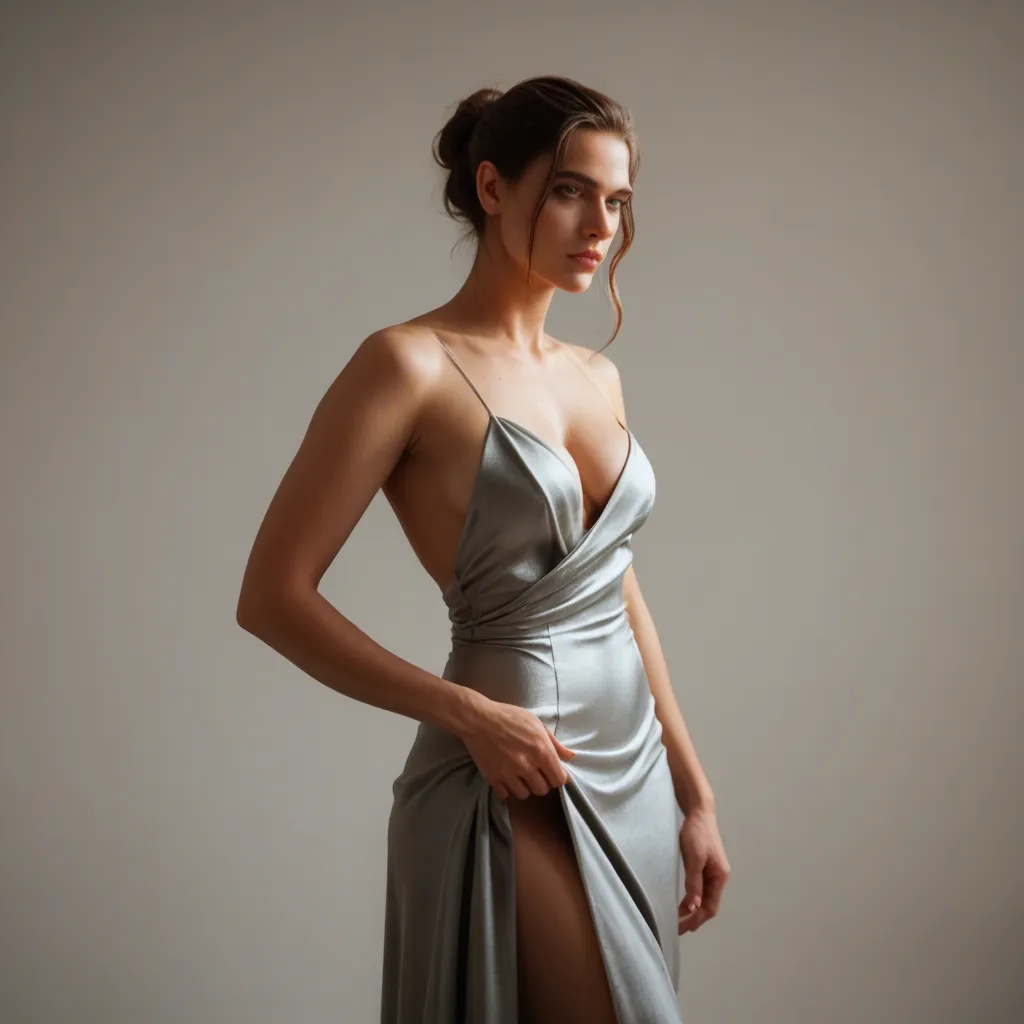 ultra HD, lifelike, solo female, evening gown, undressing, hyperrealistic