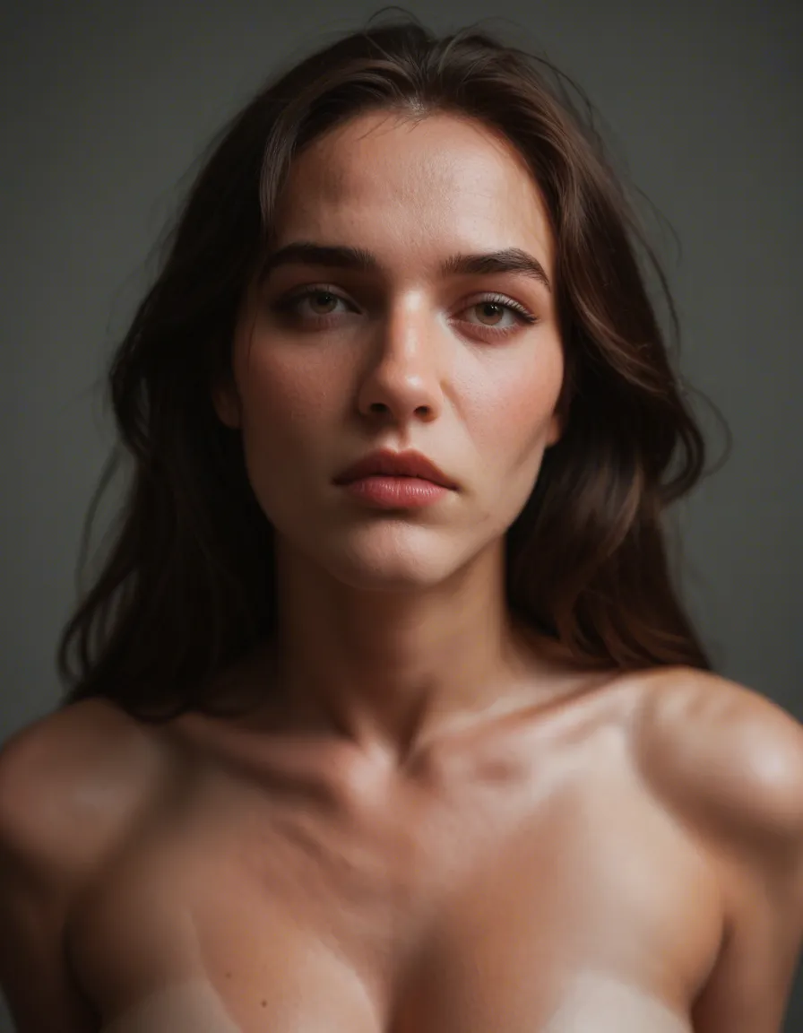 brunette, shy, long term friend makes move to fuck her, they discover bodies making comments, and they fuck intimately and hard, score_9, score_8, candid photo, realistic skin texture, visible skin pores, film grain, depth of field