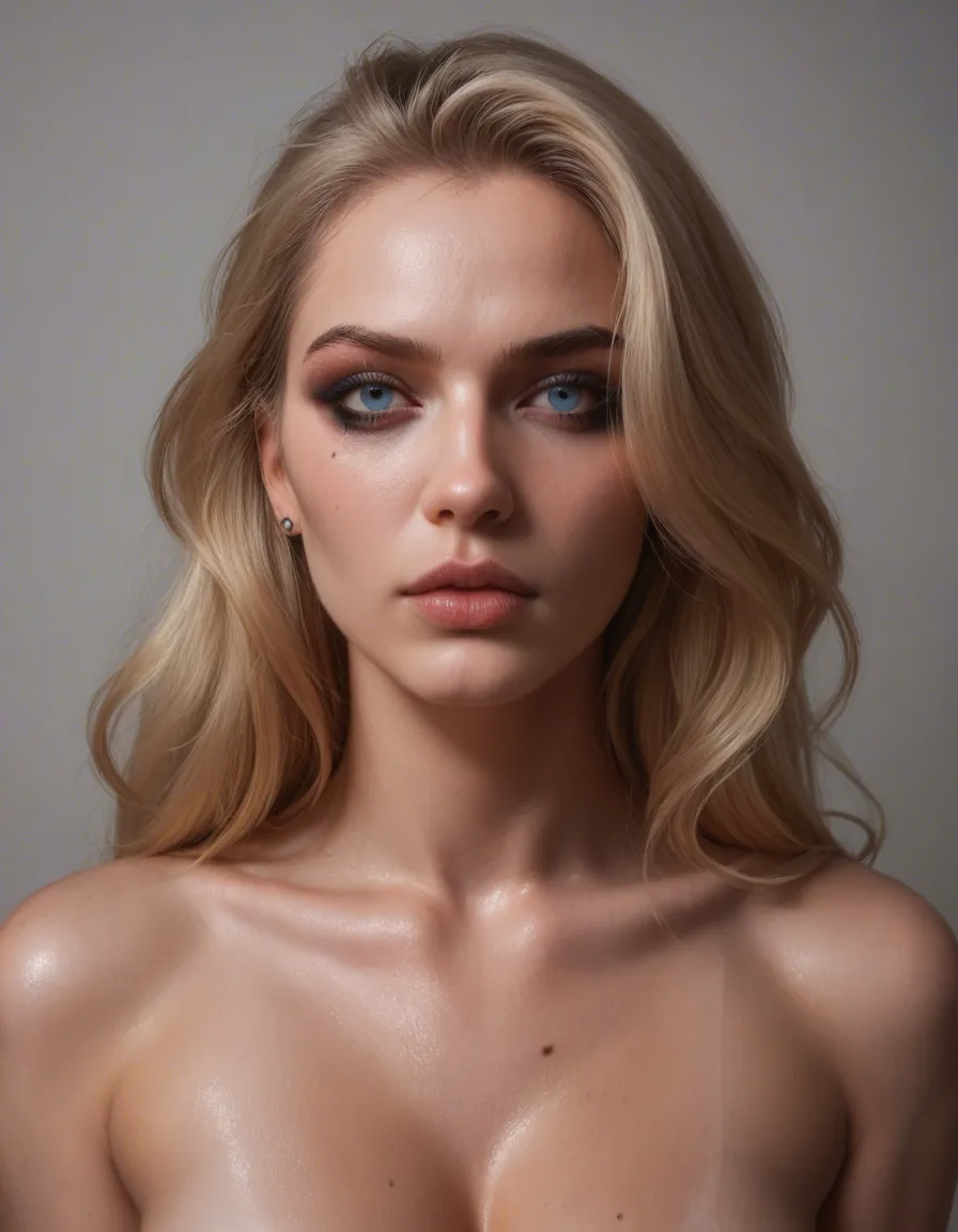 photorealistic, ultra detailed, 8k, masterpiece, best quality, a stunningly beautiful 30 year old woman with long wavy honey-blonde hair cascading over her shoulders, soft natural makeup, full pouty lips, piercing blue eyes looking seductively at the viewer, wearing an extremely tight shiny red and blue Supergirl costume that is stretched to the absolute limit over her massive heavy natural breasts, hard erect nipples clearly visible and poking through the thin red fabric, deep cleavage, the blue side panels clinging to her soft curves, extremely short micro mini blue skirt riding up her thick juicy thighs, round firm ass barely covered, red cape draped over one shoulder, shiny red thigh-high leather boots, one hand on her hip, standing in a luxurious classical mansion interior with marble fireplace and oil paintings, soft cinematic lighting, highly detailed skin texture, visible pores, subtle sweat sheen on her cleavage and thighs, erotic atmosphere, seductive pose, looking straight at camera with a knowing smirk, score_9, score_8, candid photo, realistic skin texture, visible skin pores, film grain, depth of field