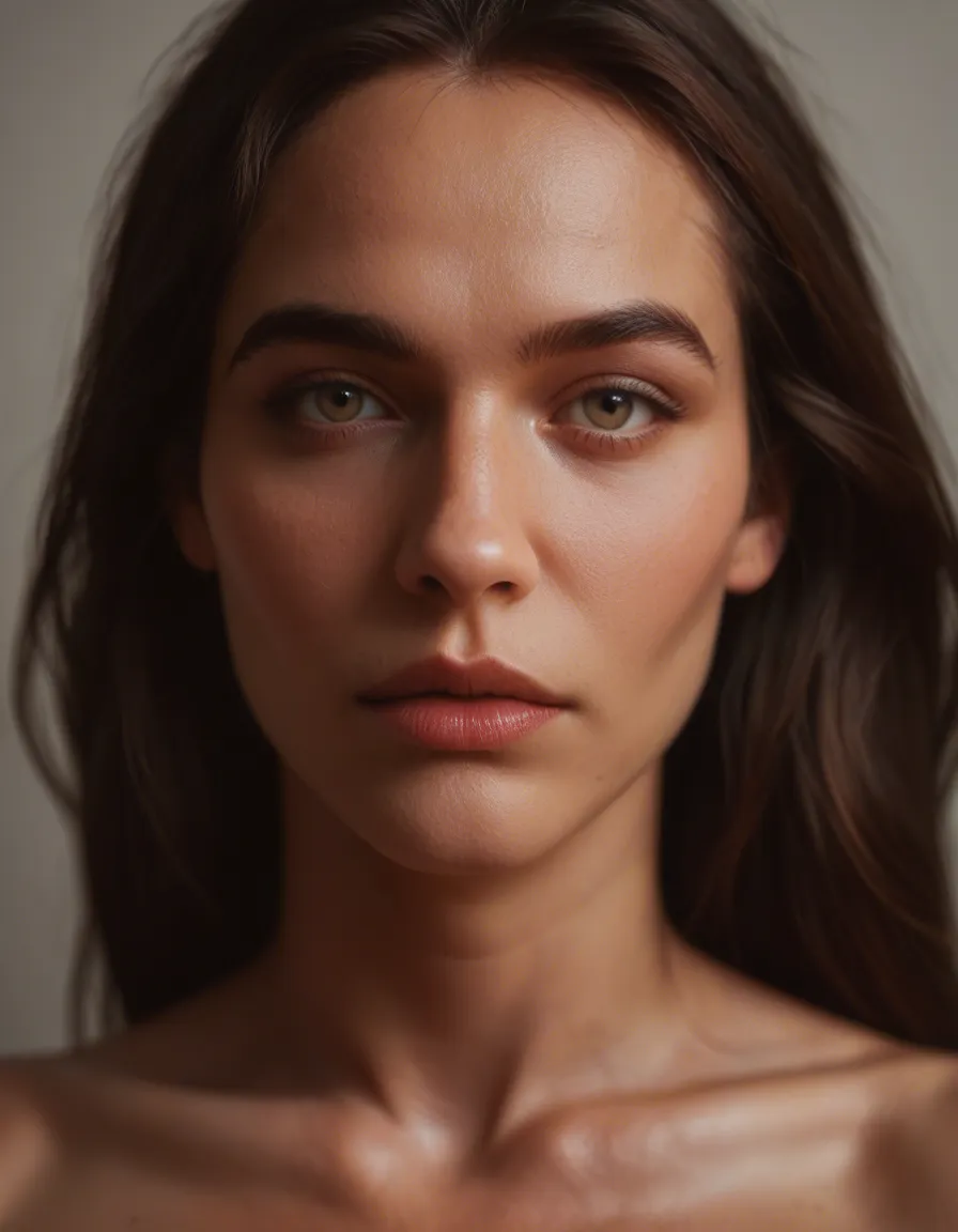 dslr, film grain, photorealistic, close-up, solo focus, presenting, bare arms, natural skin texture, score_9, score_8, candid photo, realistic skin texture, visible skin pores, film grain, depth of field