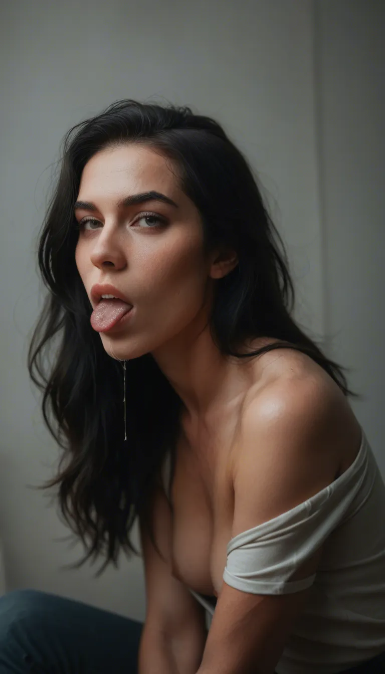 Turkish, black haired, giving blowjob