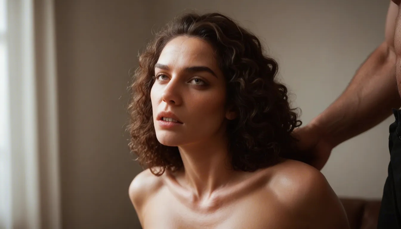 55 years old indigenous woman from Colombia, with curly tied up hair, fully naked, fucked by a guy, showing her face, boobs and hairy pussy